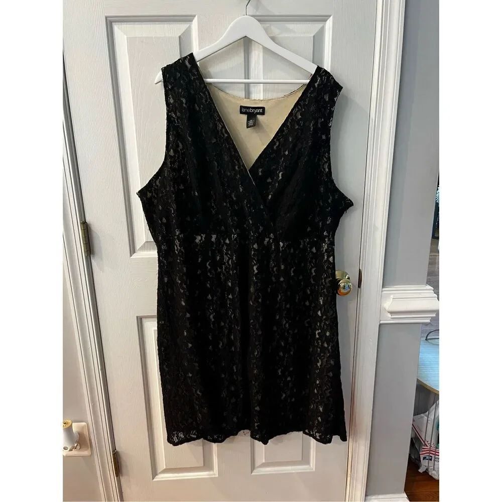 Lane Bryant Black Lace Surplice Sundress Cocktail Sz 28
